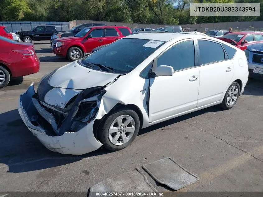 2008 Toyota Prius VIN: JTDKB20U383343994 Lot: 40257457