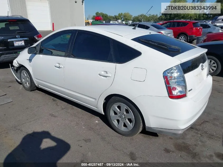 2008 Toyota Prius VIN: JTDKB20U383343994 Lot: 40257457