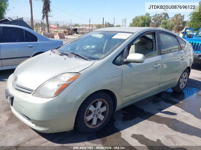 2008 Toyota Prius VIN: JTDKB20U087696122 Lot: 40267497