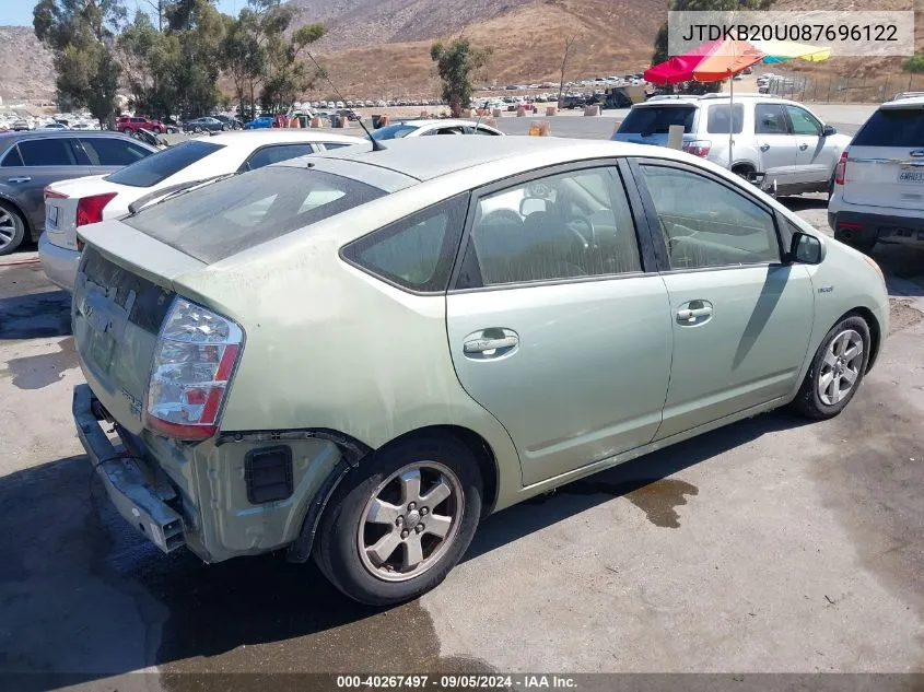 2008 Toyota Prius VIN: JTDKB20U087696122 Lot: 40267497