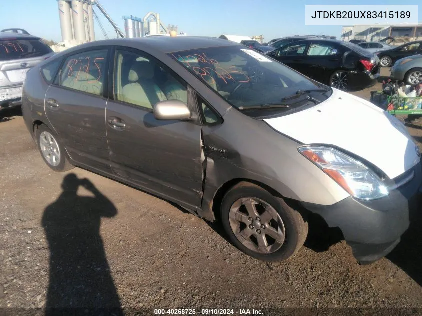 2008 Toyota Prius VIN: JTDKB20UX83415189 Lot: 40268725