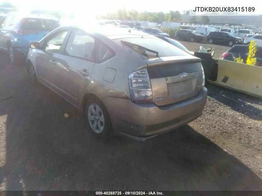 2008 Toyota Prius VIN: JTDKB20UX83415189 Lot: 40268725