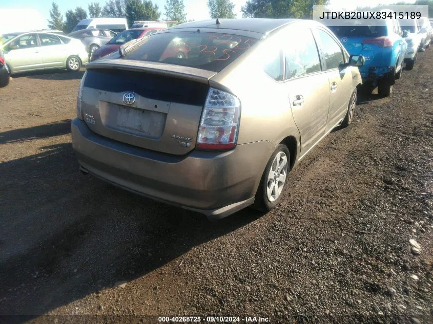 2008 Toyota Prius VIN: JTDKB20UX83415189 Lot: 40268725