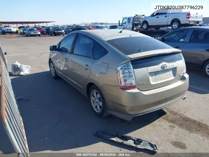 2008 Toyota Prius VIN: JTDKB20U387796229 Lot: 40270182