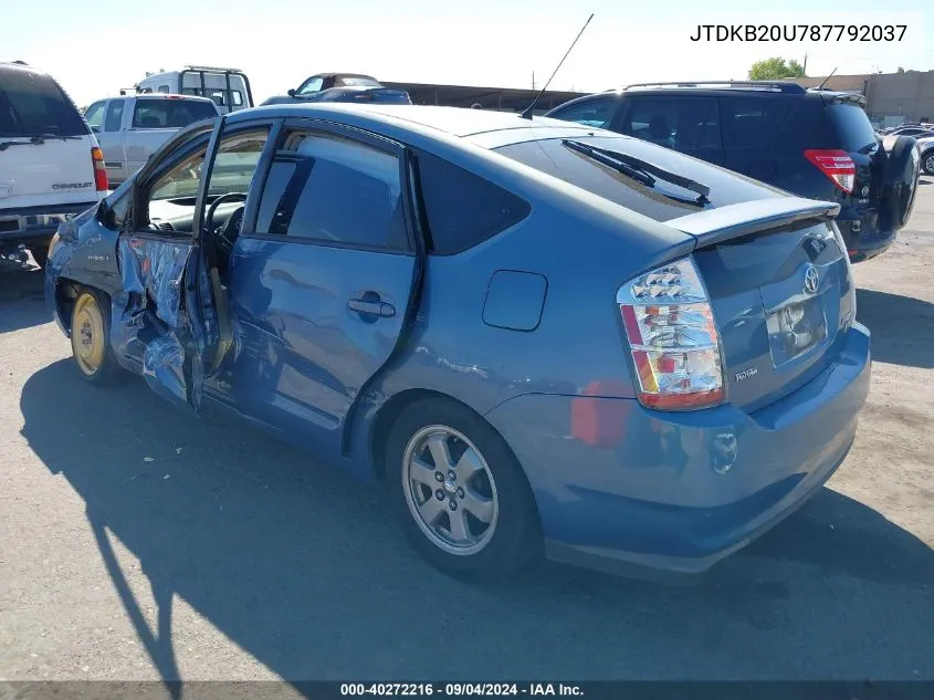 2008 Toyota Prius VIN: JTDKB20U787792037 Lot: 40272216