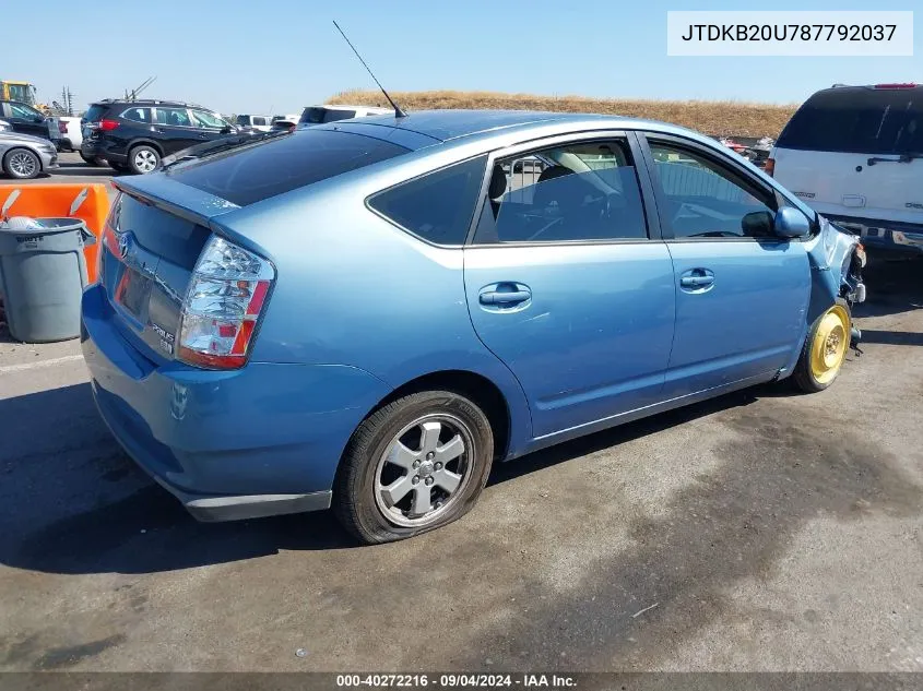 2008 Toyota Prius VIN: JTDKB20U787792037 Lot: 40272216