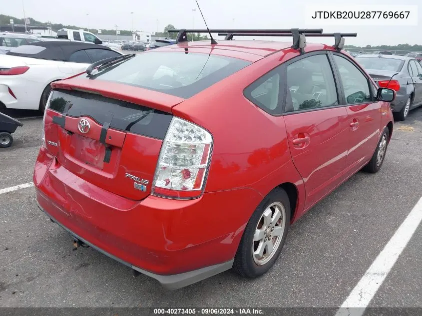 2008 Toyota Prius VIN: JTDKB20U287769667 Lot: 40273405