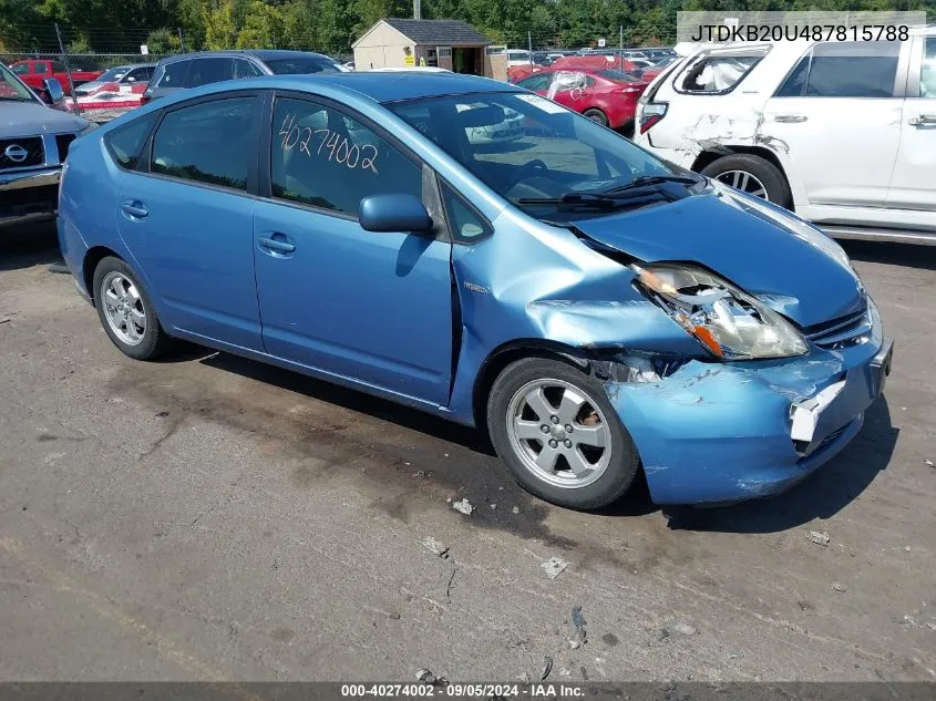 2008 Toyota Prius VIN: JTDKB20U487815788 Lot: 40274002