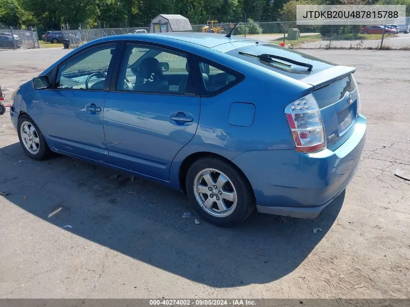 2008 Toyota Prius VIN: JTDKB20U487815788 Lot: 40274002