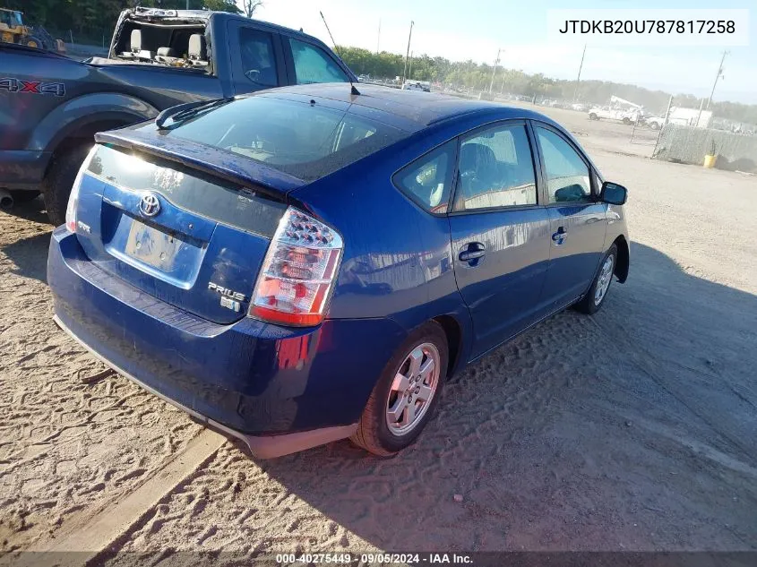 JTDKB20U787817258 2008 Toyota Prius