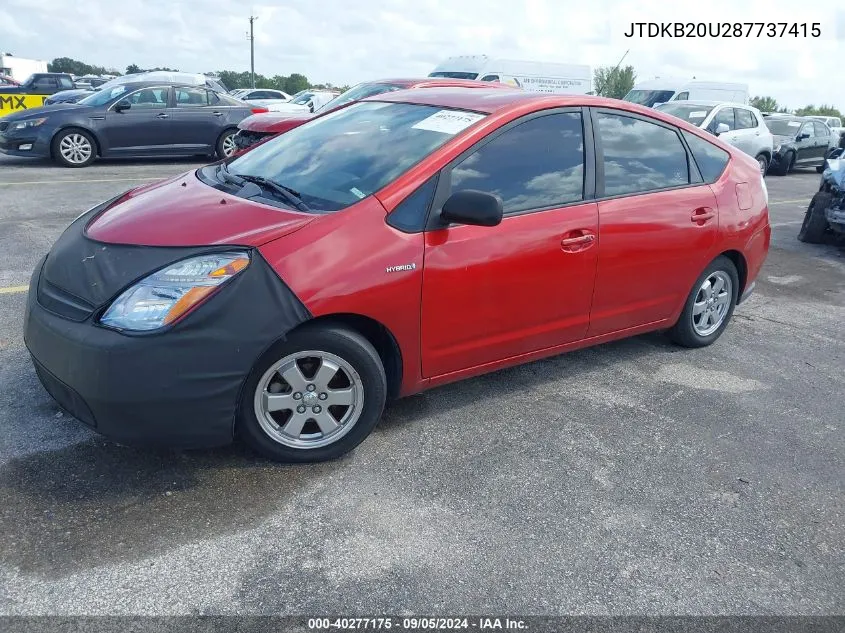 2008 Toyota Prius VIN: JTDKB20U287737415 Lot: 40277175