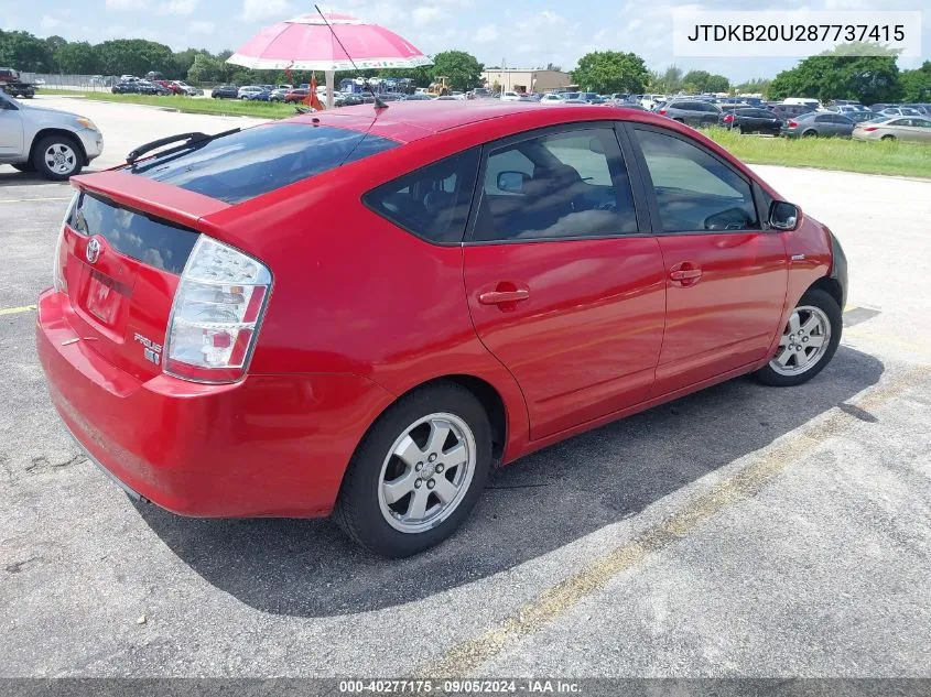 2008 Toyota Prius VIN: JTDKB20U287737415 Lot: 40277175