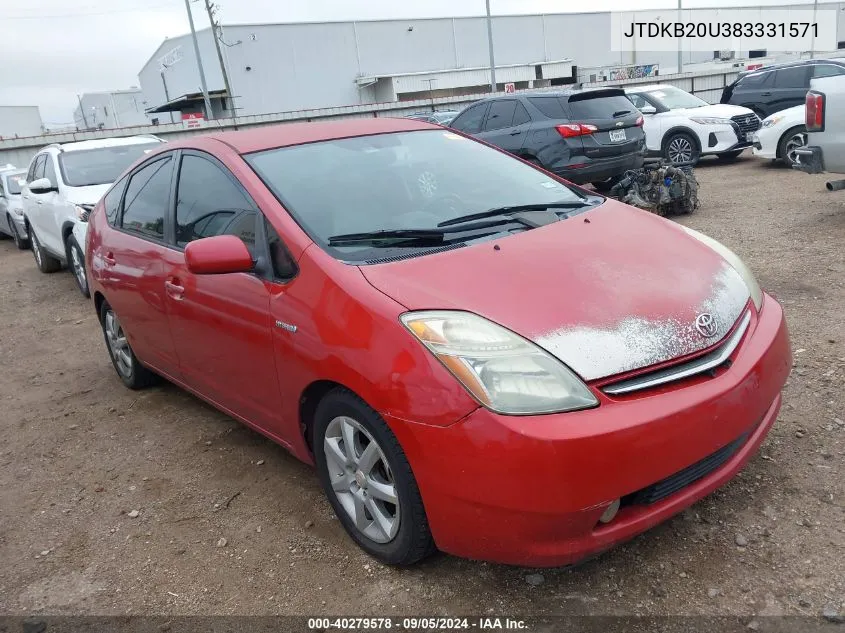 2008 Toyota Prius Touring VIN: JTDKB20U383331571 Lot: 40279578