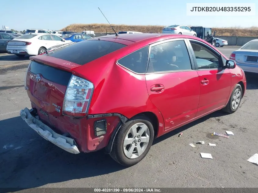 2008 Toyota Prius VIN: JTDKB20U483355295 Lot: 40281390