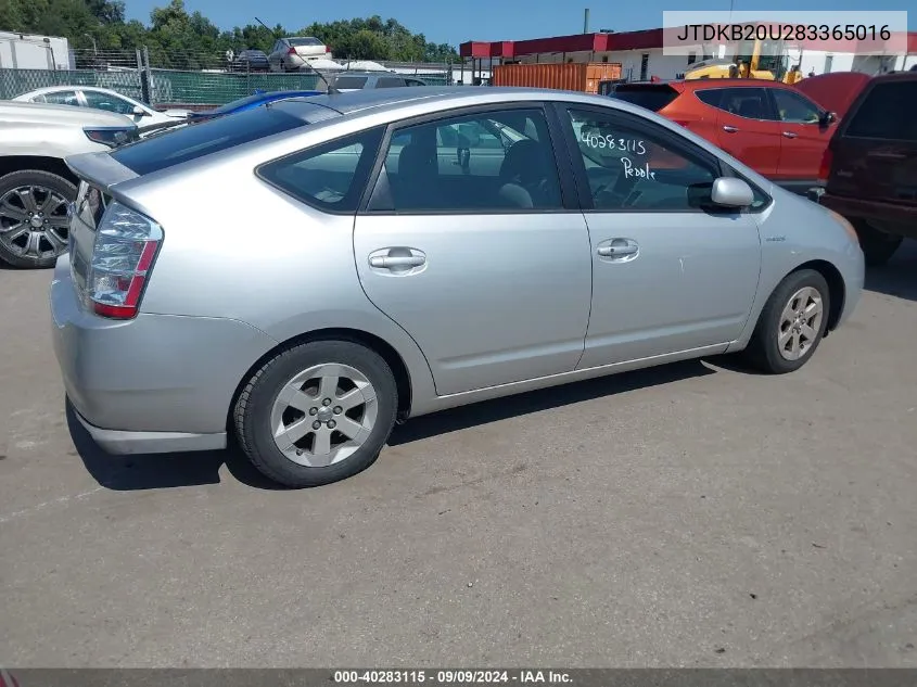 2008 Toyota Prius VIN: JTDKB20U283365016 Lot: 40283115