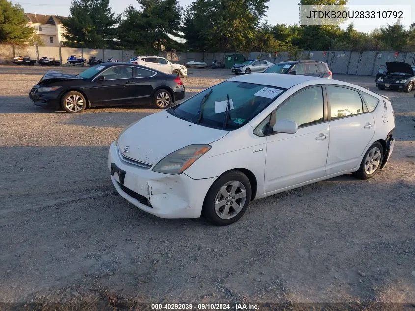 2008 Toyota Prius VIN: JTDKB20U283310792 Lot: 40292039