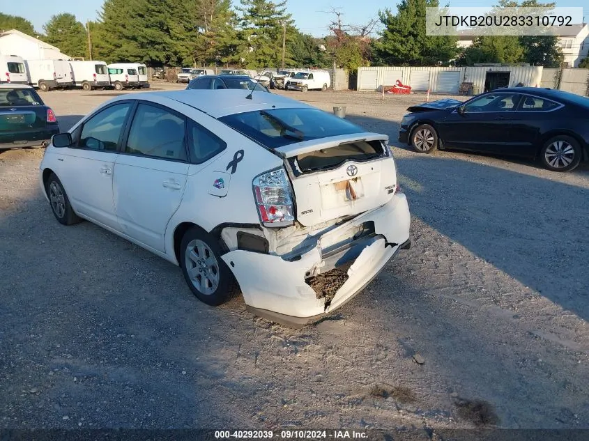 2008 Toyota Prius VIN: JTDKB20U283310792 Lot: 40292039