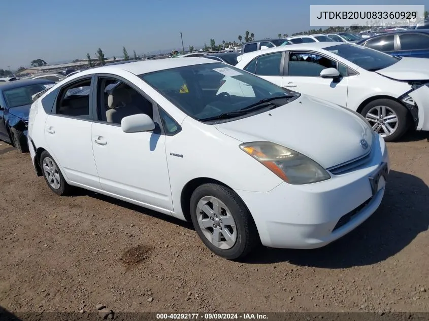 2008 Toyota Prius VIN: JTDKB20U083360929 Lot: 40292177