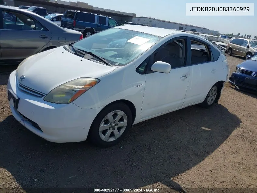 2008 Toyota Prius VIN: JTDKB20U083360929 Lot: 40292177