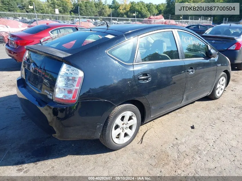 2008 Toyota Prius VIN: JTDKB20U387700504 Lot: 40292607