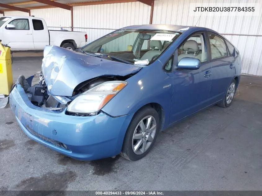 2008 Toyota Prius Touring VIN: JTDKB20U387784355 Lot: 40294433