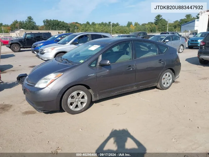 2008 Toyota Prius VIN: JTDKB20U883447932 Lot: 40295405