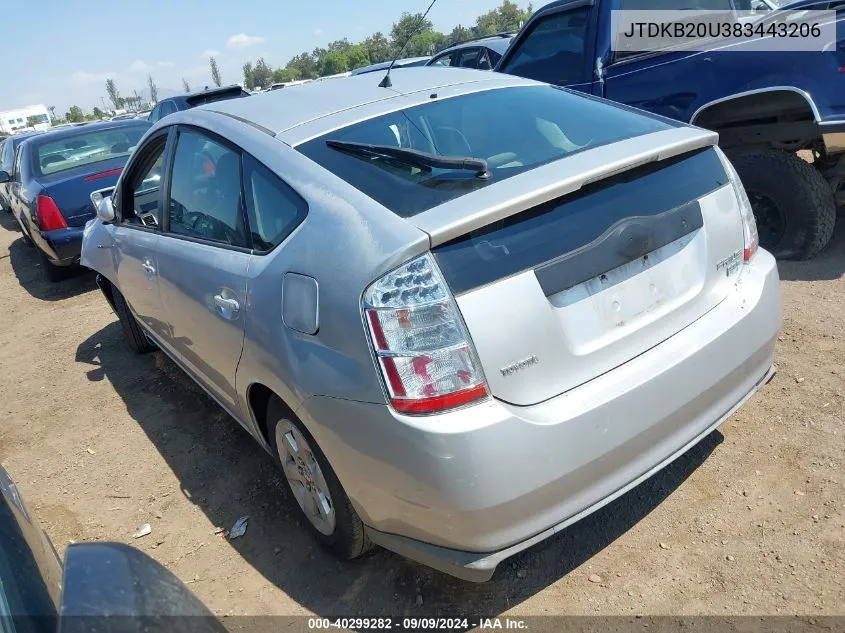 2008 Toyota Prius VIN: JTDKB20U383443206 Lot: 40299282