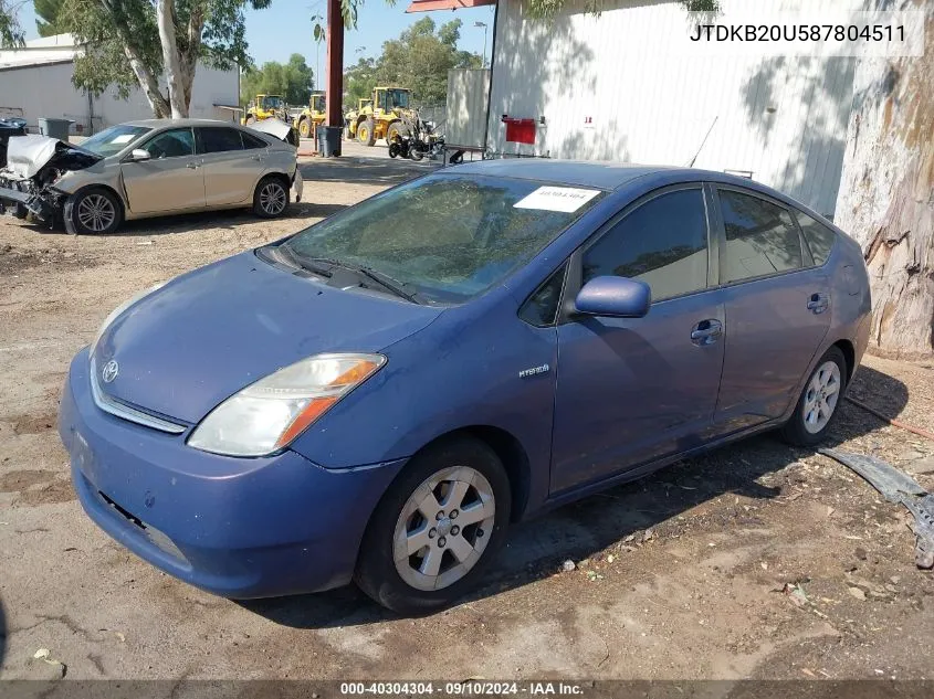 2008 Toyota Prius VIN: JTDKB20U587804511 Lot: 40304304