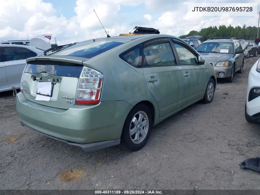 2008 Toyota Prius VIN: JTDKB20U987695728 Lot: 40311189