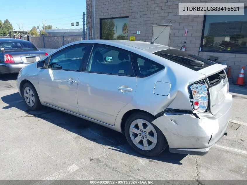 2008 Toyota Prius VIN: JTDKB20U383415521 Lot: 40328892