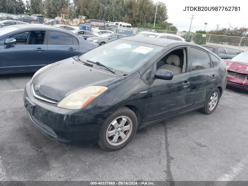 2008 Toyota Prius VIN: JTDKB20U987762781 Lot: 40337665