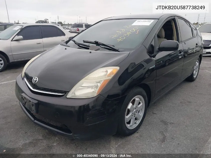 2008 Toyota Prius VIN: JTDKB20U587738249 Lot: 40340090