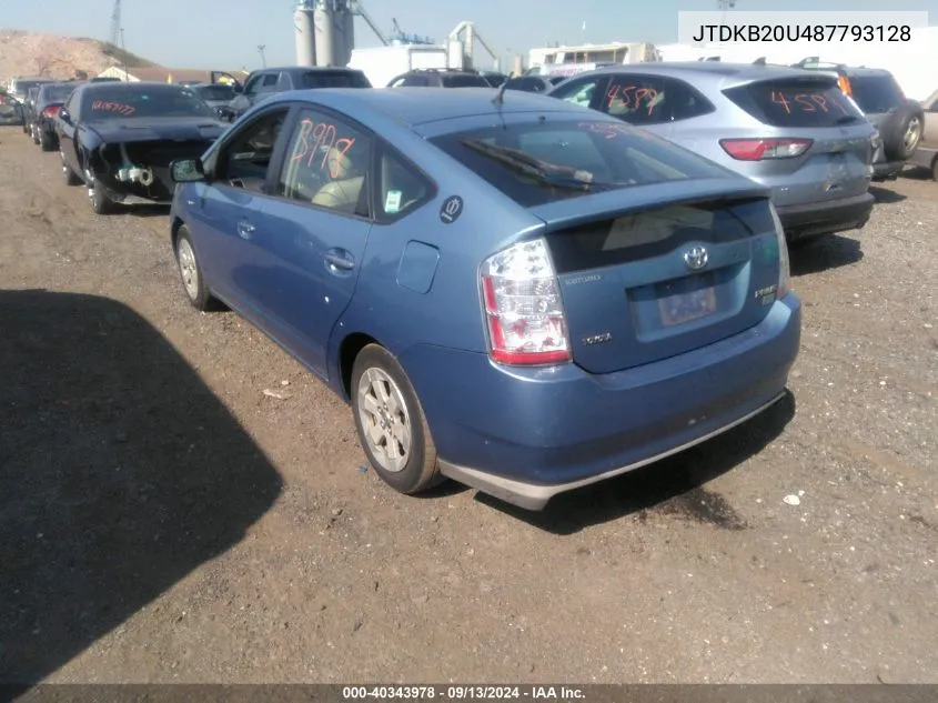 2008 Toyota Prius VIN: JTDKB20U487793128 Lot: 40343978