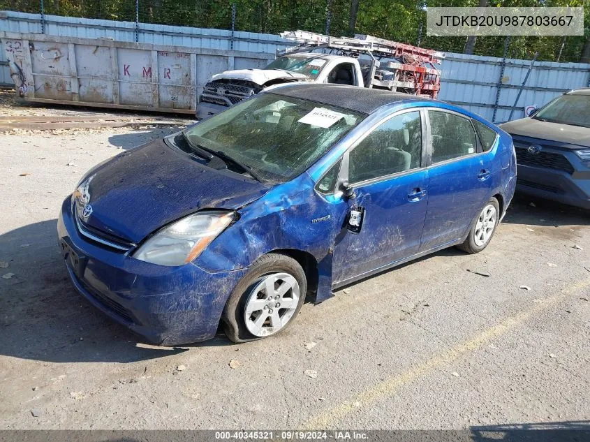 2008 Toyota Prius VIN: JTDKB20U987803667 Lot: 40345321