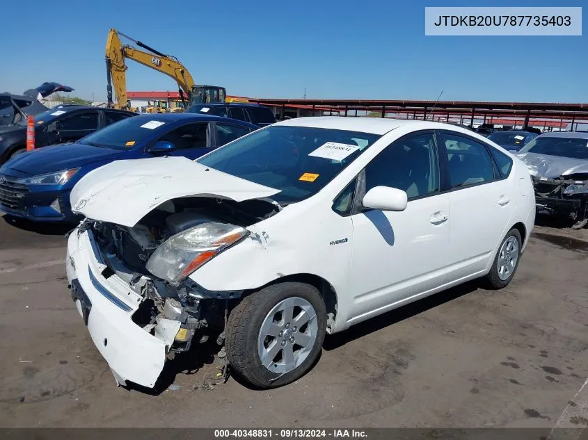 2008 Toyota Prius VIN: JTDKB20U787735403 Lot: 40348831