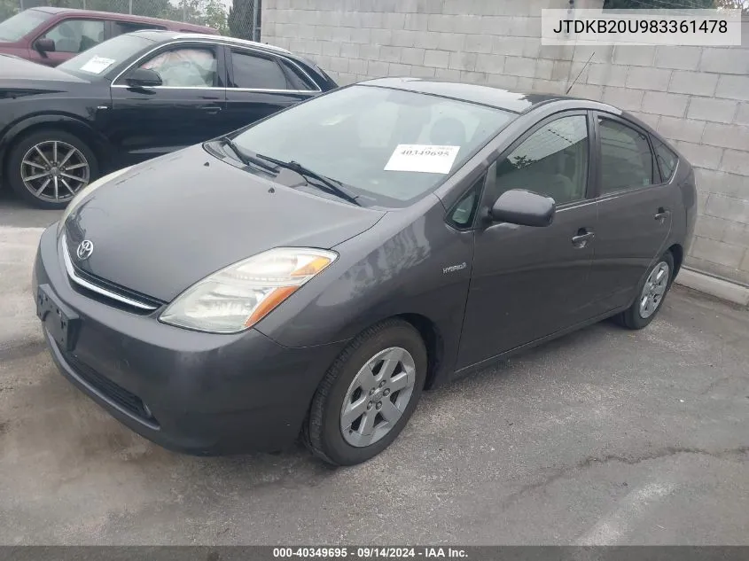 2008 Toyota Prius VIN: JTDKB20U983361478 Lot: 40349695