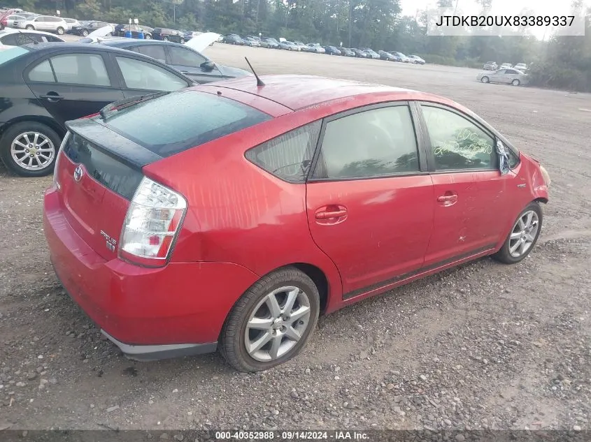 2008 Toyota Prius Touring VIN: JTDKB20UX83389337 Lot: 40352988