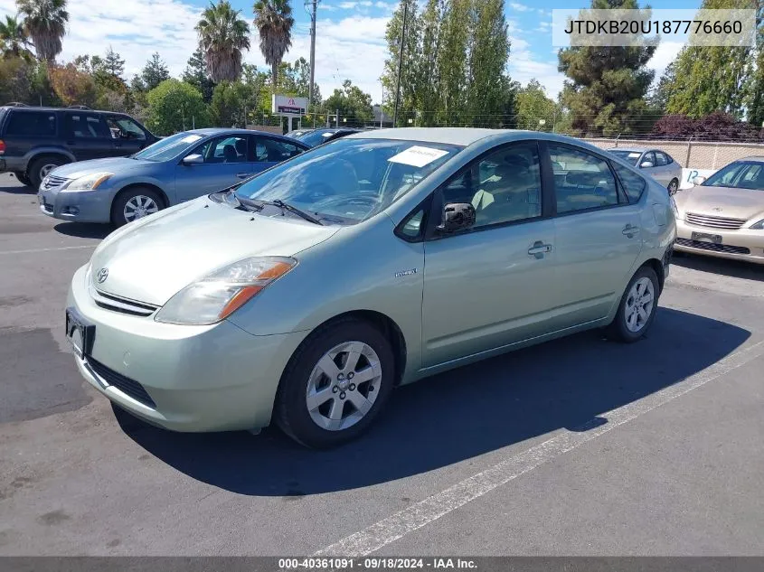 2008 Toyota Prius VIN: JTDKB20U187776660 Lot: 40361091