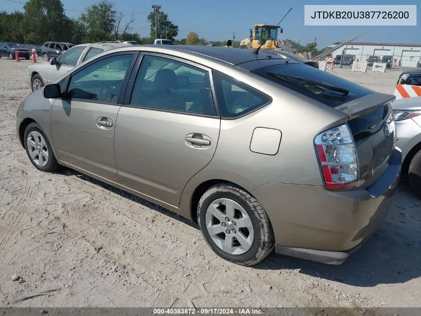 2008 Toyota Prius VIN: JTDKB20U387726200 Lot: 40363872