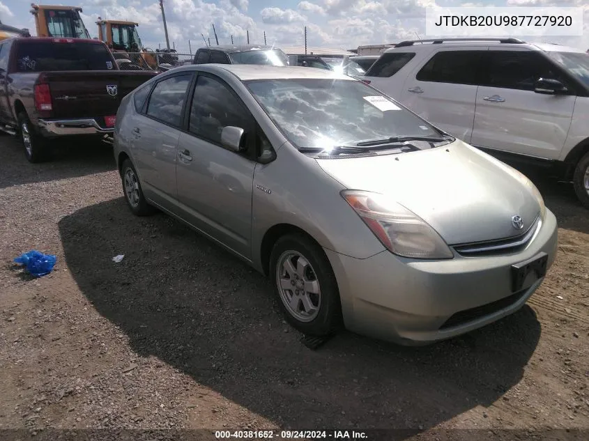 2008 Toyota Prius VIN: JTDKB20U987727920 Lot: 40381652