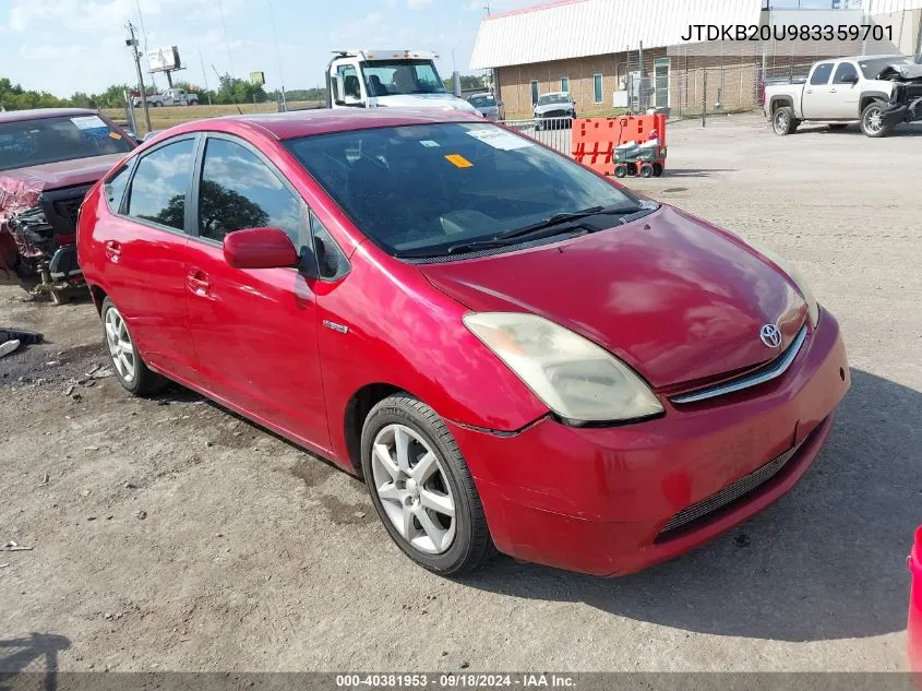 2008 Toyota Prius Touring VIN: JTDKB20U983359701 Lot: 40381953