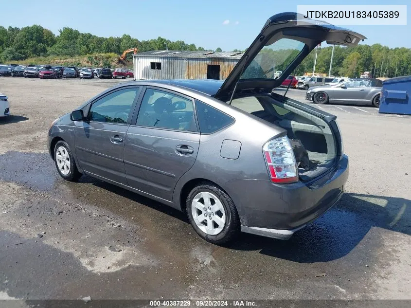 2008 Toyota Prius VIN: JTDKB20U183405389 Lot: 40387229