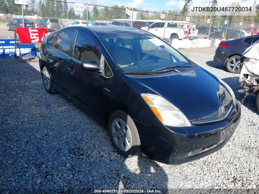 2008 Toyota Prius VIN: JTDKB20U487720034 Lot: 40402911