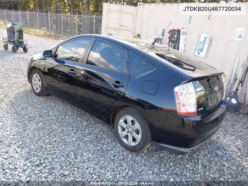 2008 Toyota Prius VIN: JTDKB20U487720034 Lot: 40402911