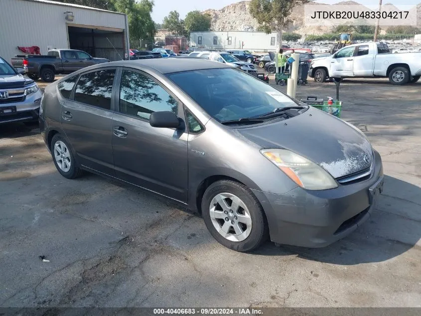 2008 Toyota Prius VIN: JTDKB20U483304217 Lot: 40406683