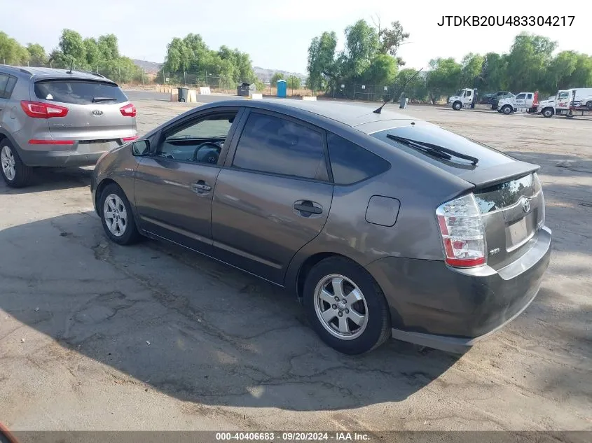 2008 Toyota Prius VIN: JTDKB20U483304217 Lot: 40406683