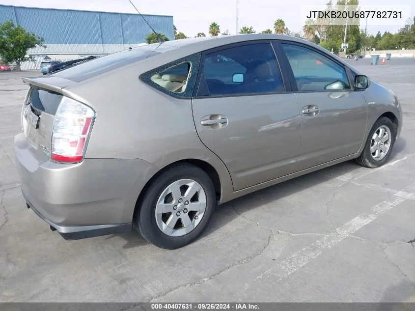 2008 Toyota Prius VIN: JTDKB20U687782731 Lot: 40407631