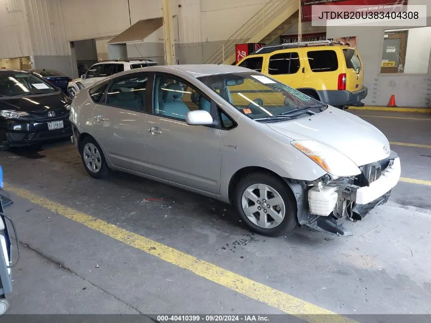 2008 Toyota Prius VIN: JTDKB20U383404308 Lot: 40410399