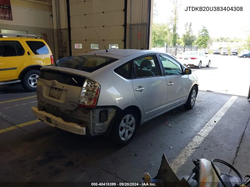 2008 Toyota Prius VIN: JTDKB20U383404308 Lot: 40410399