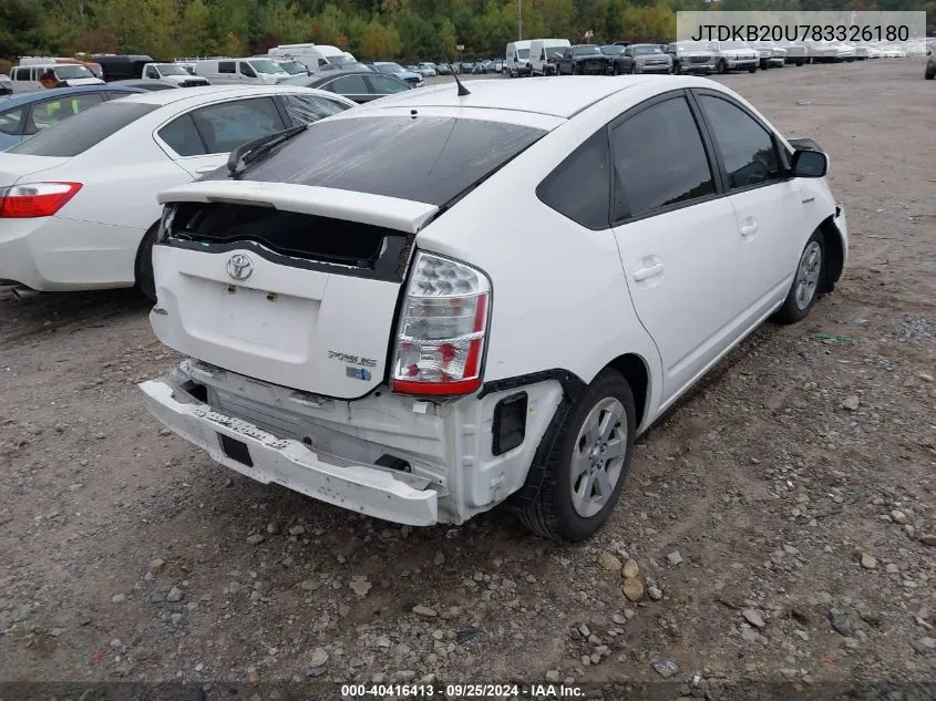 2008 Toyota Prius VIN: JTDKB20U783326180 Lot: 40416413